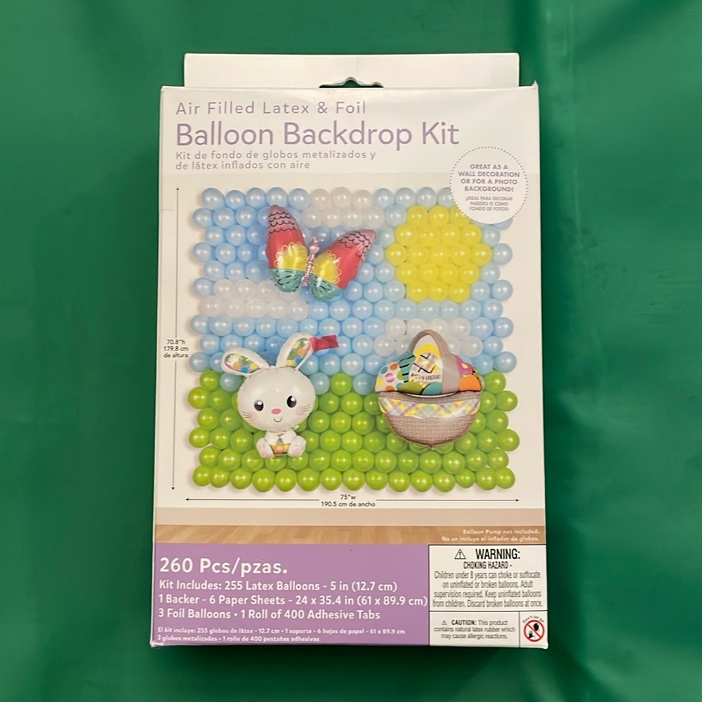 Easter Balloon backdrop kit. Latex & foil. New in box. 260 pcs